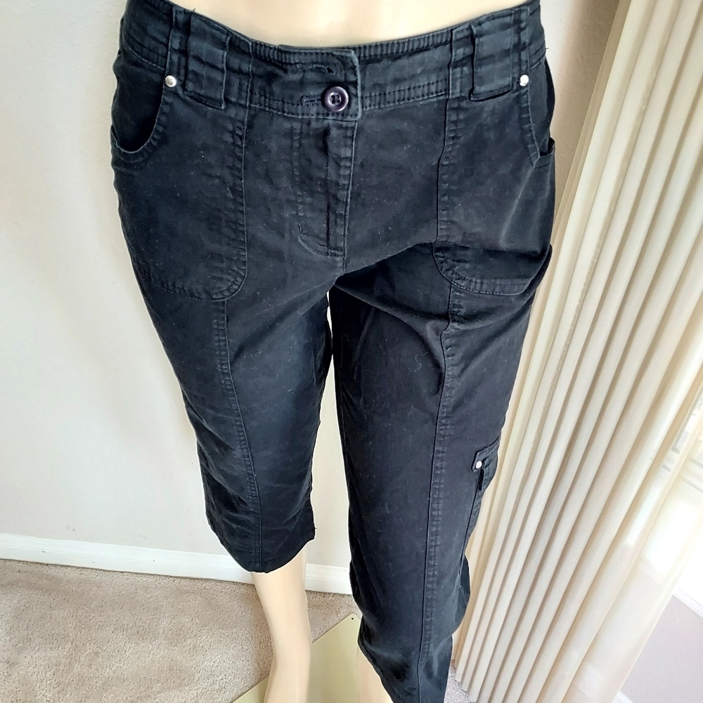 BRIGGS FIVE POCKET MID-RISE BLACK CARGO JEANS